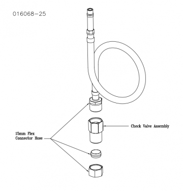 016068 25 flexibele slang kraan aansluiting met terugslagklep