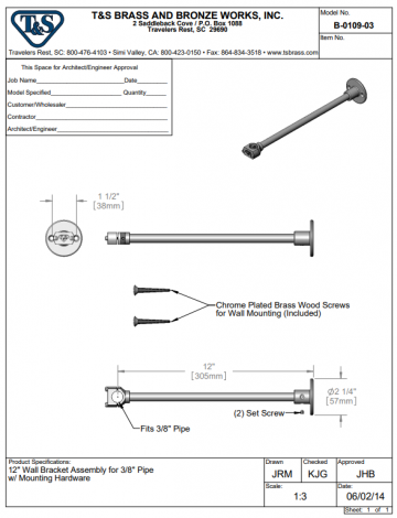 594181 wandhouder voor voorspoeldouche koper l 305mm 2