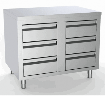 6 lades met glad werkblad