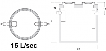 Betonen vetafscheider 15 liter per seconden tekening
