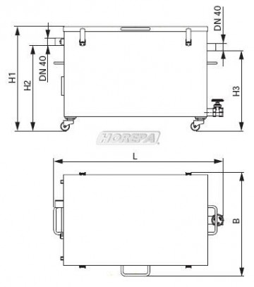 Bovengrondse tece vetafscheider van rvs staal tekening