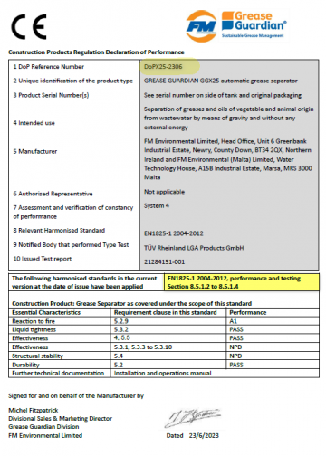 Construction products regulation declaration of performance