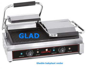 Contactgrill dubbel met gladde bakplaat onder