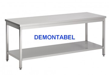 Demontabel rvs werktafel glad blad