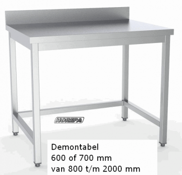 Demontabele rvs tafel met opstand