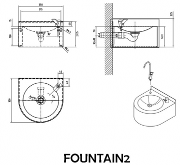 Drinkfontein met flessenvuller tekening