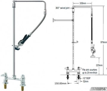 Eu 6dp00 a  ts voorspoeldouches met hoog aangebrachte armconstructie