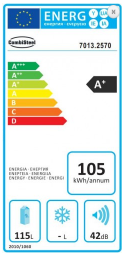 G0132570 zwarte tafelmodel koelkast met glasdeur energie label