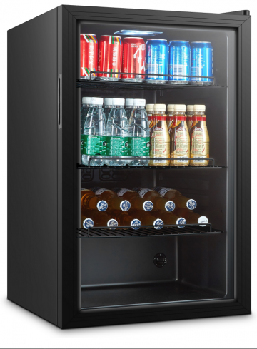 G0132570 zwarte tafelmodel koelkast met glasdeur luxe uitvoering