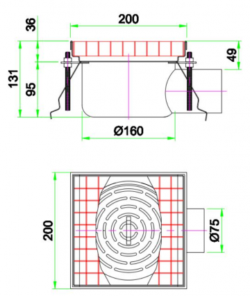 G0750120 vloerput tekening
