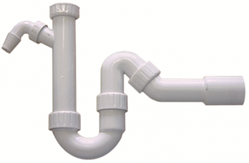 G515001 sifon wit kunstof onder en zij afvoer