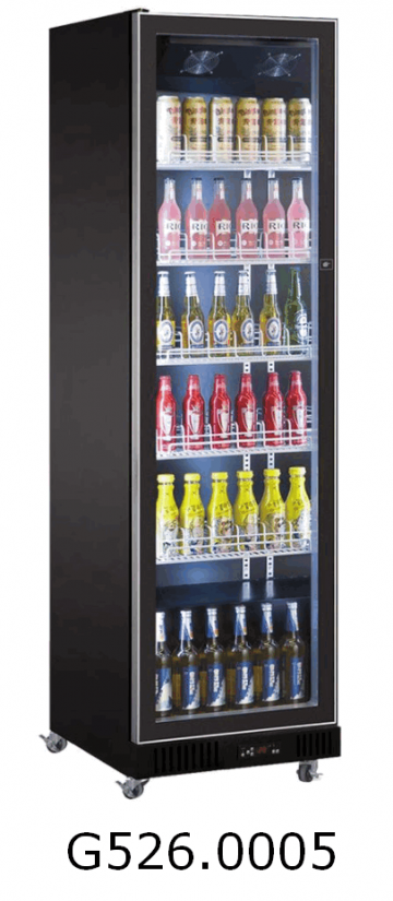 G5260005 zwarte koelkast met glasdeur