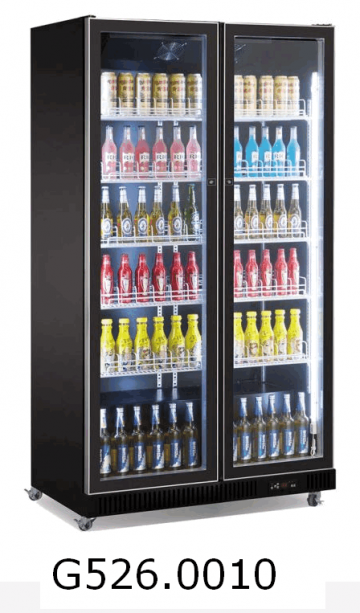 G5260010 zwarte koelkast met glasdeur