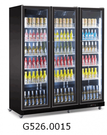 G5260015 zwarte koelkast met glasdeur