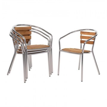 Gu421 bolero aluminium en essenhouten stoelen met armleuning