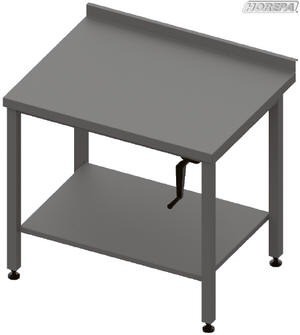 Handbediende in hoogte verstelbare rvs tafel met onderschap