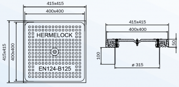 Hermelock putdeksel 125 kn tekening