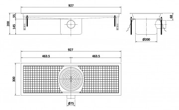 Vloerput goot zijuitlaat g075 0105 drawings
