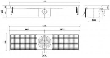 Vloerput goot zijuitlaat g075 0110 drawings