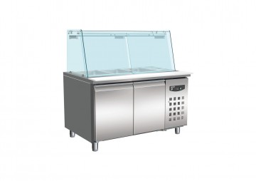 KOELWERKBANK GLAS RECHT 2 DEUREN 4x 1/1 GN PAN