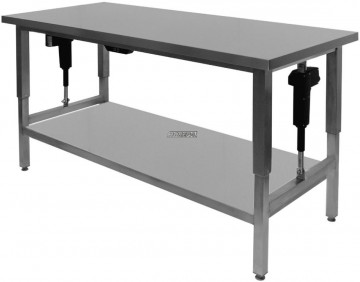 In hoogte verstelbare rvs tafel met onderschap