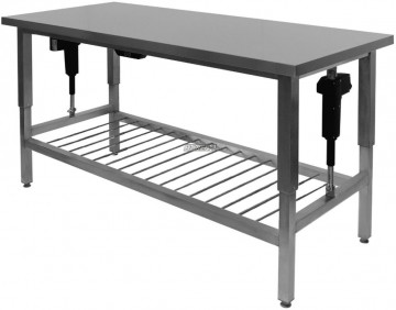 In hoogte verstelbare rvs tafel met roosterschap