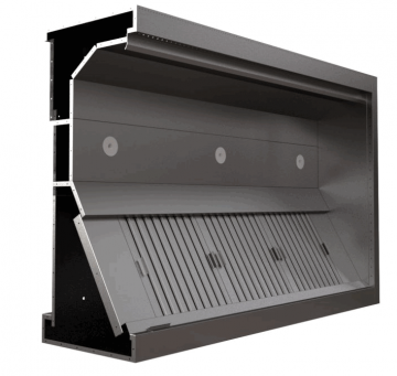 Inductie afzuigkap doosmodel doorsnede