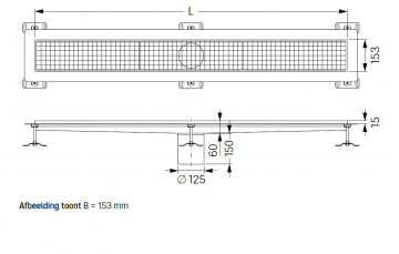 Kessel ferrofix goot 15mm flens 153 mm