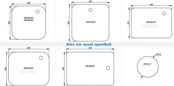 Kies uw maat spoelbak 2