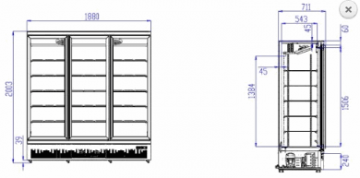 Koelkast met glazen deur zwart 3 deurs g4552235 afmetingen