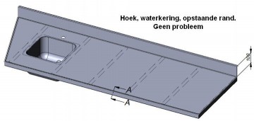 Maatwerk rvs werkblad met hoek en spoelbak