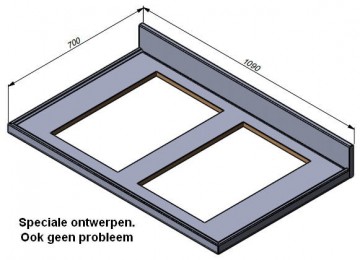 Maatwerk rvs werkblad met uitsparing 0