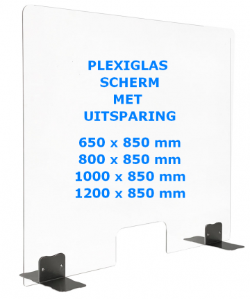 Plexiglas scherm met uitsparing en voetjes