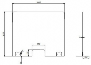 Plexiglas scherm met uitsparing en voetjes2