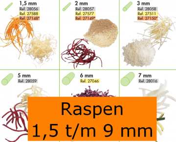 Raspen diverse maten