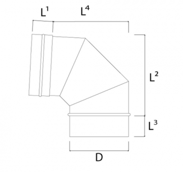 Rvs 90 graden bocht afmeting