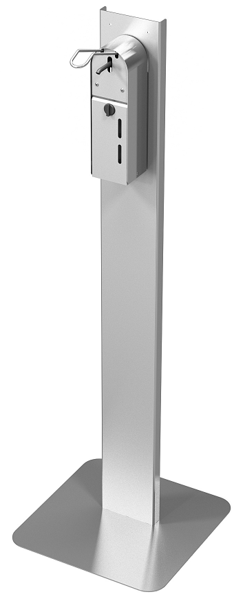 Rvs desinfectiepaal inclusief dispenser met elleboogbediening 1