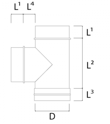 Rvs t stuk 90 graden afmeting