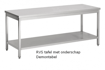 Rvs tafel met onderschap demontabel