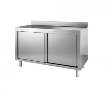 Rvs werkbank met plokprofiel en schuifdeuren