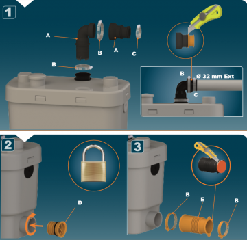 Sanispeed vuilwaterpomp aansluitvoorbeeld 10