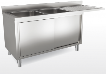 Spoeltafel voor vaatwasmachine met schuifdeuren