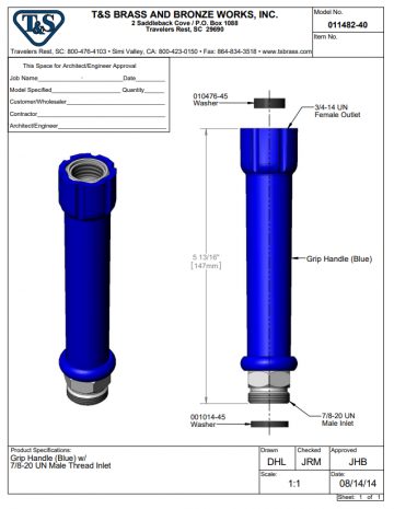 T s blauw handvat met 7 8 20 un draad