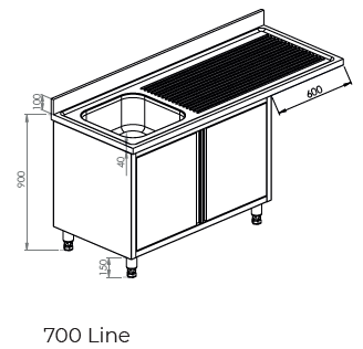 Vaatwasmeubel met draaideur
