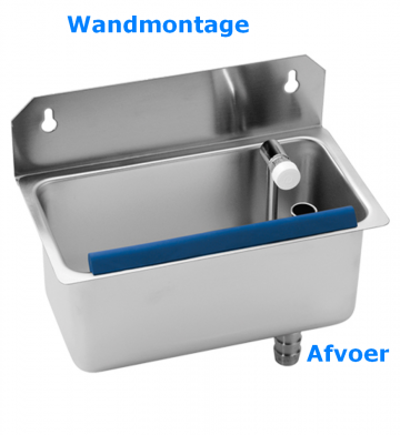 Wandmontage ijslepelspoelbakje met overloop