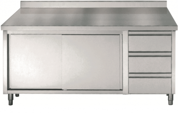 Werkbank met schuifdeuren en ladeblok met 3 lades blokprofiel