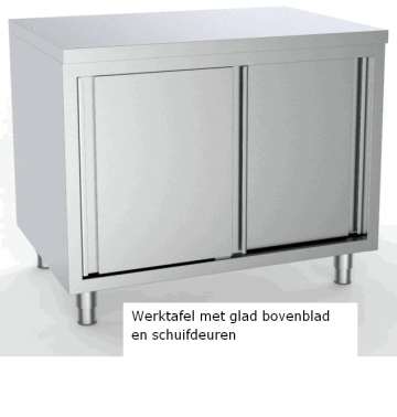 Werktafel met glad bovenblad en schuifdeuren