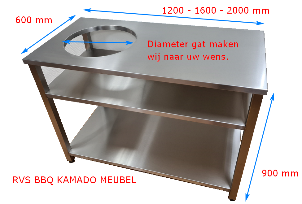 Inwoner Geheugen calcium RVS BBQ tafel Kamado - Serveerwagen - HORESHOP